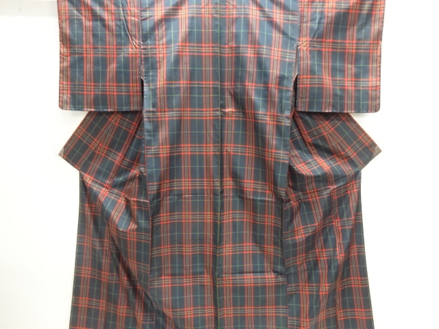 JAPANESE KIMONO / YONEZAWA TSUMUGI / UNUSED / ENSEMBLE / WOVEN GRID